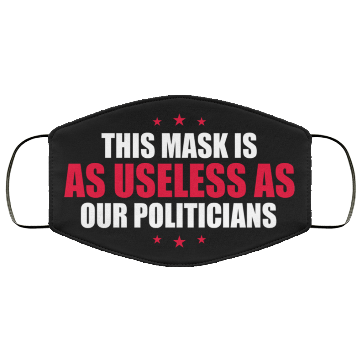 This Mask Is As Useless As Our Politicians Washable Reusable Custom – Printed Cloth Face Mask Cover, Black, Cloth Face Mask