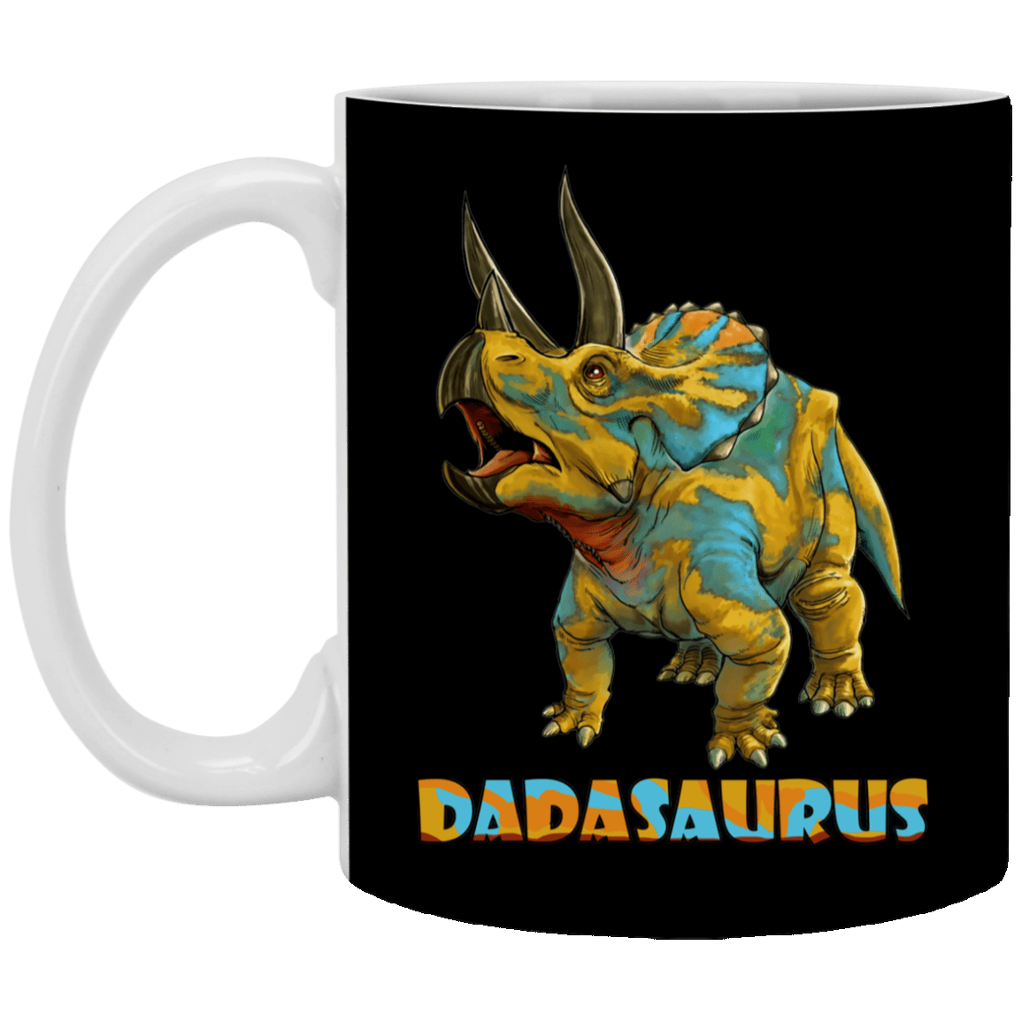 Dadasaur Ceramic Coffee Mug - Beer Stein -Water Bottle - Color Changing Mug, Black, 11 oz. White Mug