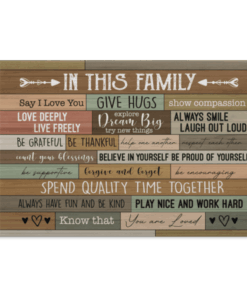 In This Family Say I Love You And Give Hugs Wrapped Framed Canvas Prints - Unframed Poster - Home Decor, White, 0.75'' Framed Canvas