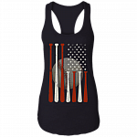 Vintage Baseball Flag Tank Top - American Flag Tank Top - Patriotic Tank Top - 4th July Baseball Fan Tank Top, Black, Ladies Racerback Tank