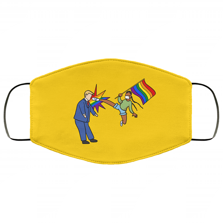 Strong Black Girl Hold Pride LGBT Flag Jumping Kicking Trump Washable Reusable Custom – Printed Cloth ...