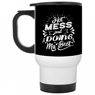 14 oz. White Travel Mug