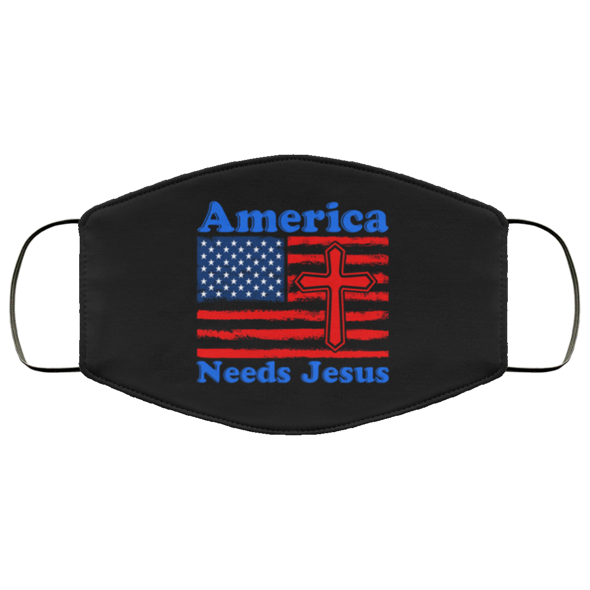 America Needs Jesus Washable Reusable Custom – Printed Cloth Face Mask Cover, White, Cloth Face Mask