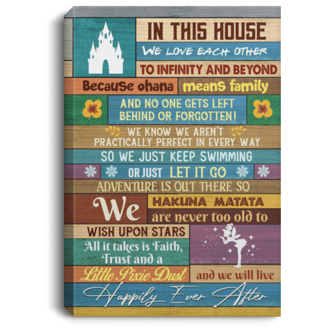 In This House We Love Each Other To Infinity and Beyond Gallery Wrapped Framed Canvas Prints - Unframed Poster, White, 0.75'' Framed Canvas