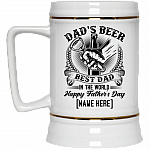 Personalized Dad's Beer Best Dad In The World Beer Stein - Customized Gifts for Dad, White, 22 oz. Beer Stein