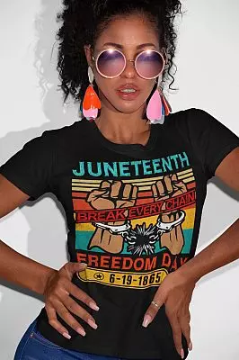 Alternative view of Juneteenth Break Every Chain Freedom Day Vintage T-Shirt - V-Neck Tee