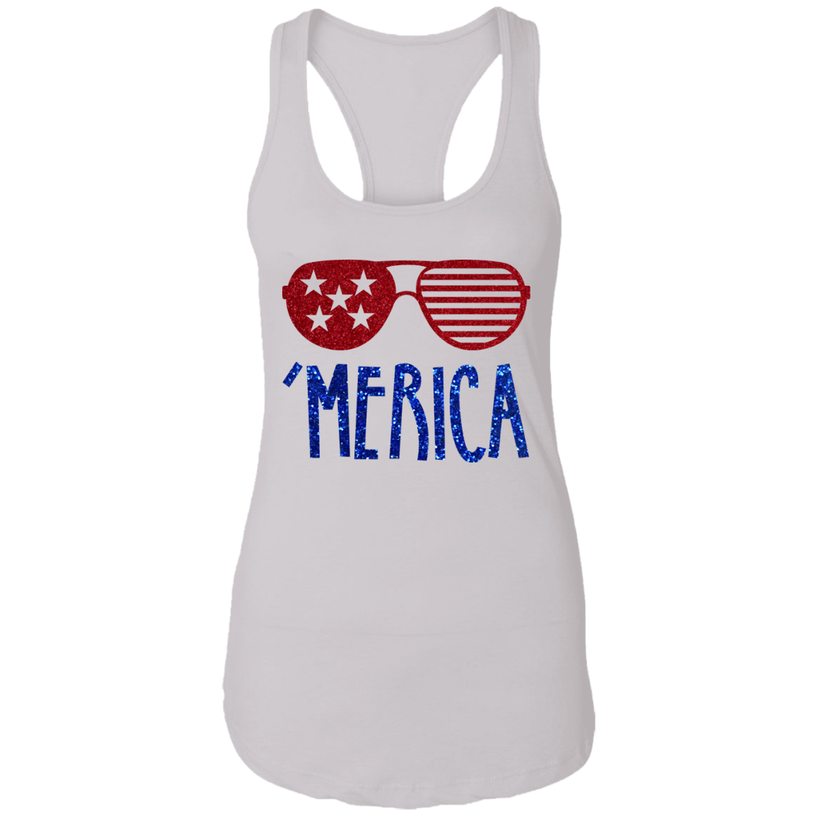 Merica Tank Top - Women 4th Of July Tank Top - America Tank Top - Patriotic Tank Top - July 4th Tank Top, White, Ladies Racerback Tank