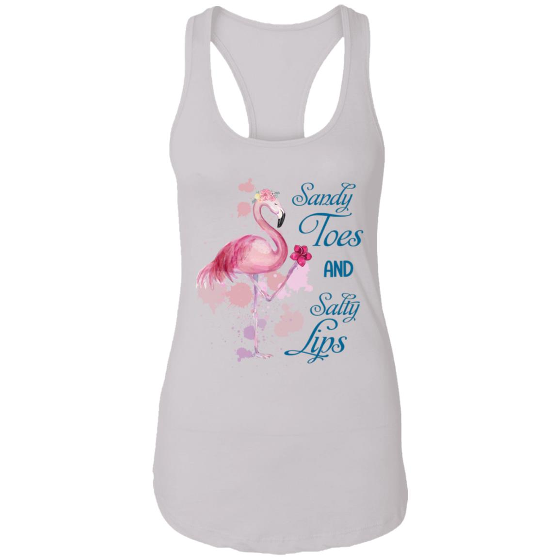 Sandy Toes and Salty Lips Ladies Racerback Tank, White, Ladies Racerback Tank
