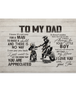 From Son To My Dad It's Not Easy To Raise A Child Dirt Bike Canvas Poster - Father's Day Dirt Bike Wall Art, White, 0.75'' Framed Canvas
