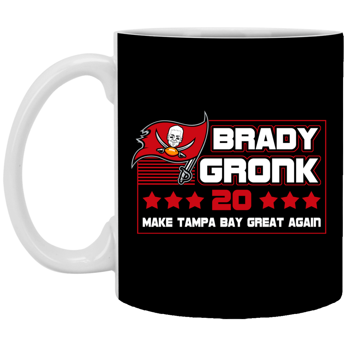Brady Gronk 20 Make Tampa Bay Great Again Ceramic Coffee Mug - Beer Stein - Water Bottle, Black, 11 oz. White Mug