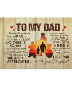 To My Dad Dirt Bike Daughter Canvas, White, 0.75'' Framed Canvas