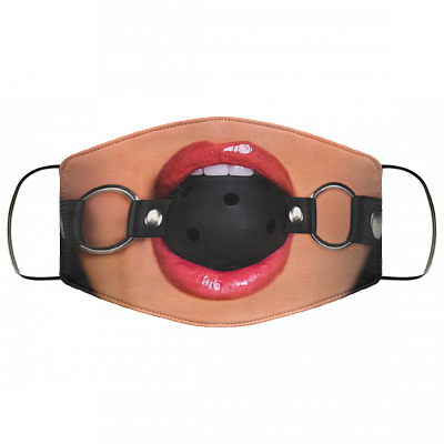 Funny Erotic Fetish Ball Gag Washable Reusable Custom – Printed Cloth Face Mask Cover - Sexy Face Mask, White, Cloth Face Mask