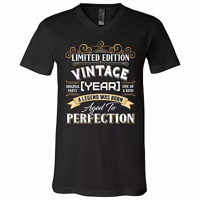 Personalized Vintage Limited Edition A Legend Was Born Aged To Perfection T-Shirt - V-Neck Shirt, Black, V-Neck T-Shirt