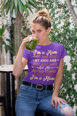 Alternative view of I'm A Mom Classy Bougie Ratchet My Kids Are Sassy Moody Nasty Got Me Acting Stupid T-Shirt - V-Neck Shirt