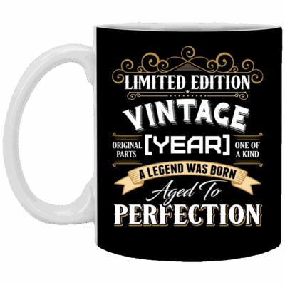 Personalized Vintage Limited Edition A Legend Was Born Aged To Perfection Coffee Mug - Beer Stein, Black, 11 oz. White Mug