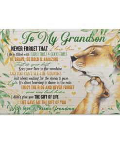 Grandma To Grandson Never Forget That I Love You Life Filled With Hard Times Framed Canvas Prints - Unframed Poster, White, 0.75'' Framed Canvas