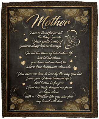 Mother's Day Blanket - Inspirational Mother Poem Fleece Blanket - Family Sherpa Blanket - Woven Blanket, White, Cozy Plush Fleece Blanket - 50x60