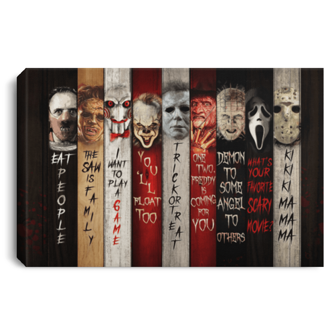 Character Halloween Hannibal Jigsaw Penny Freddy JasonFramed Canvas - Unframed Poster, White, 0.75'' Framed Canvas