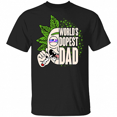 Worlds Dopest Dad T-Shirt - Funny Cannabis Dad Shirt, Black, Unisex T-Shirt