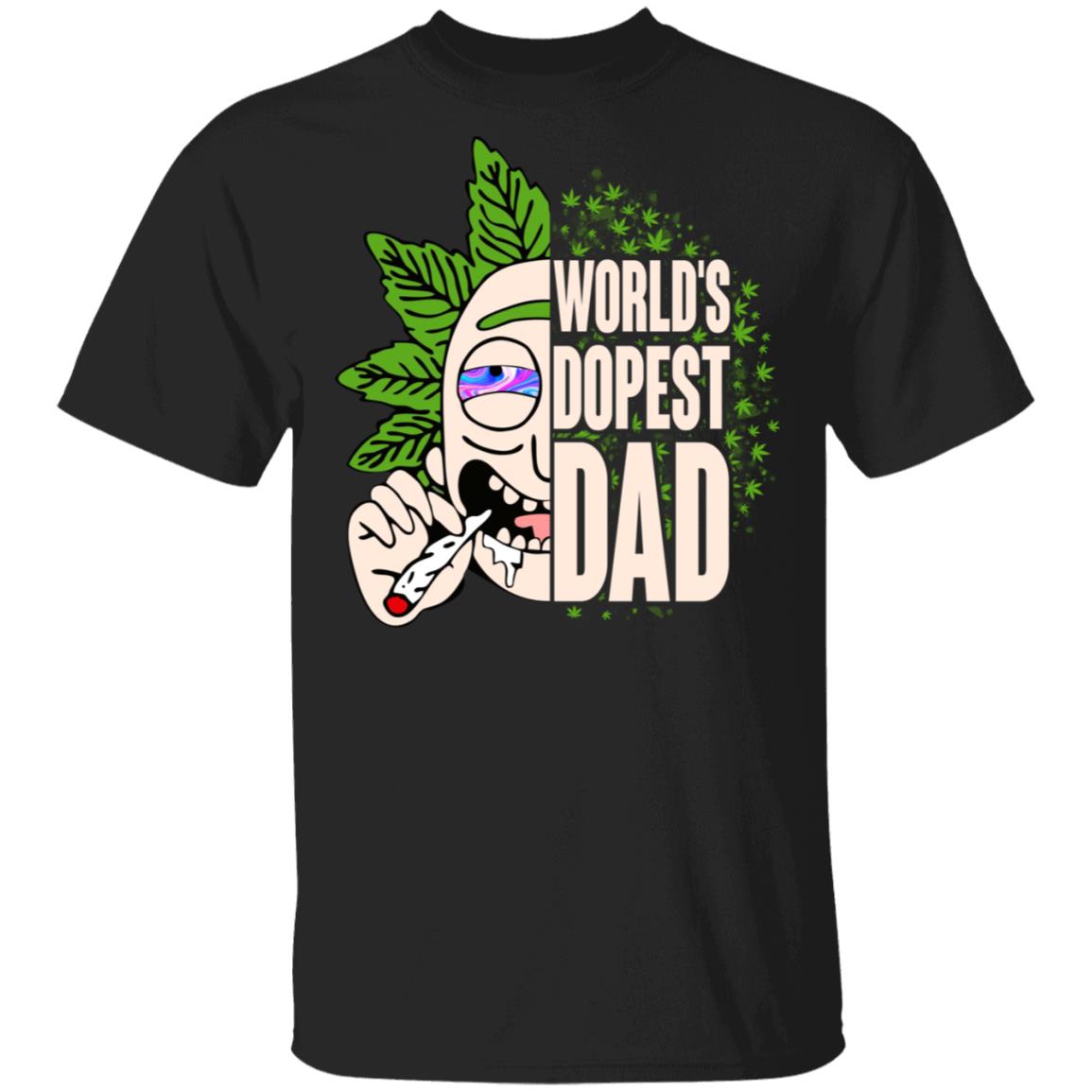 Worlds Dopest Dad T-Shirt - Funny Cannabis Dad Shirt, Black, Unisex T-Shirt
