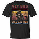 Vet Bod Like Dad Bod But With More Knee Pain Vintage T-Shirt - Funny Veteran Shirt, Black, Unisex T-Shirt