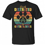 Easily Distracted By Guitar And Dogs Vintage T-Shirt - Funny Dogs Lover Saying Guitar Player Meme Retro Shirt, Black, Unisex T-Shirt Easily Distracted By Guitar And Dogs Vintage T-Shirt - Funny Dogs Lover Saying Guitar Player Meme Retro Shirt, Black, Unisex T-Shirt