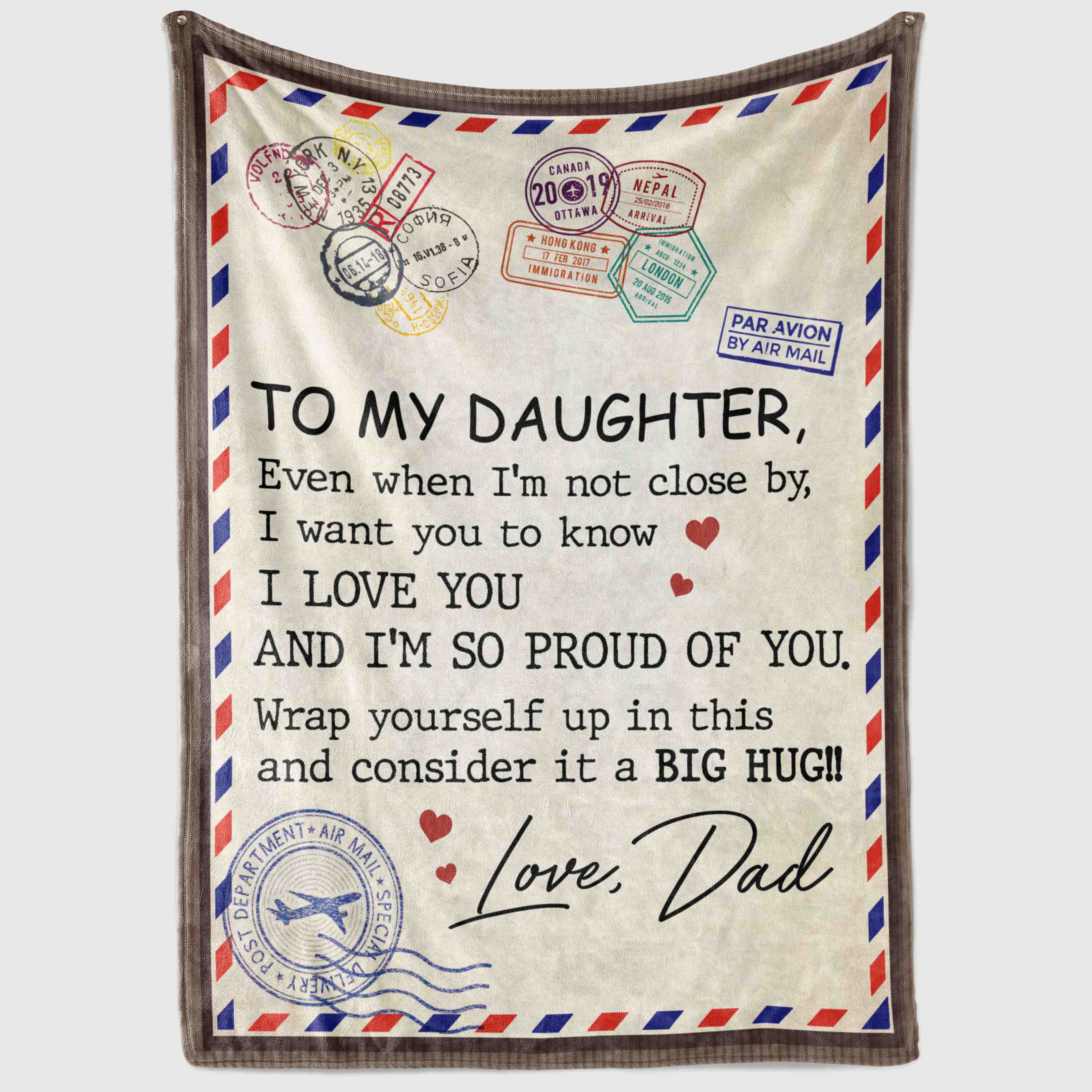 3VT. To My Daughter Not Close By Dad blanket mockup