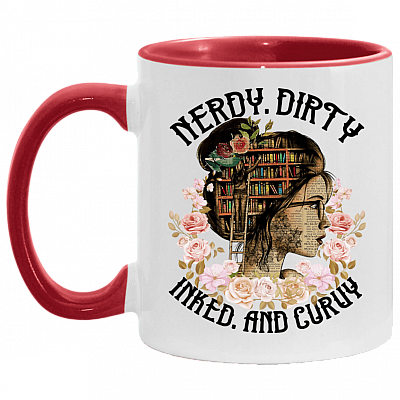 Nerdy Dirty Inked and Curvy Accent Mug, White/Red, 11 oz. Accent Mug