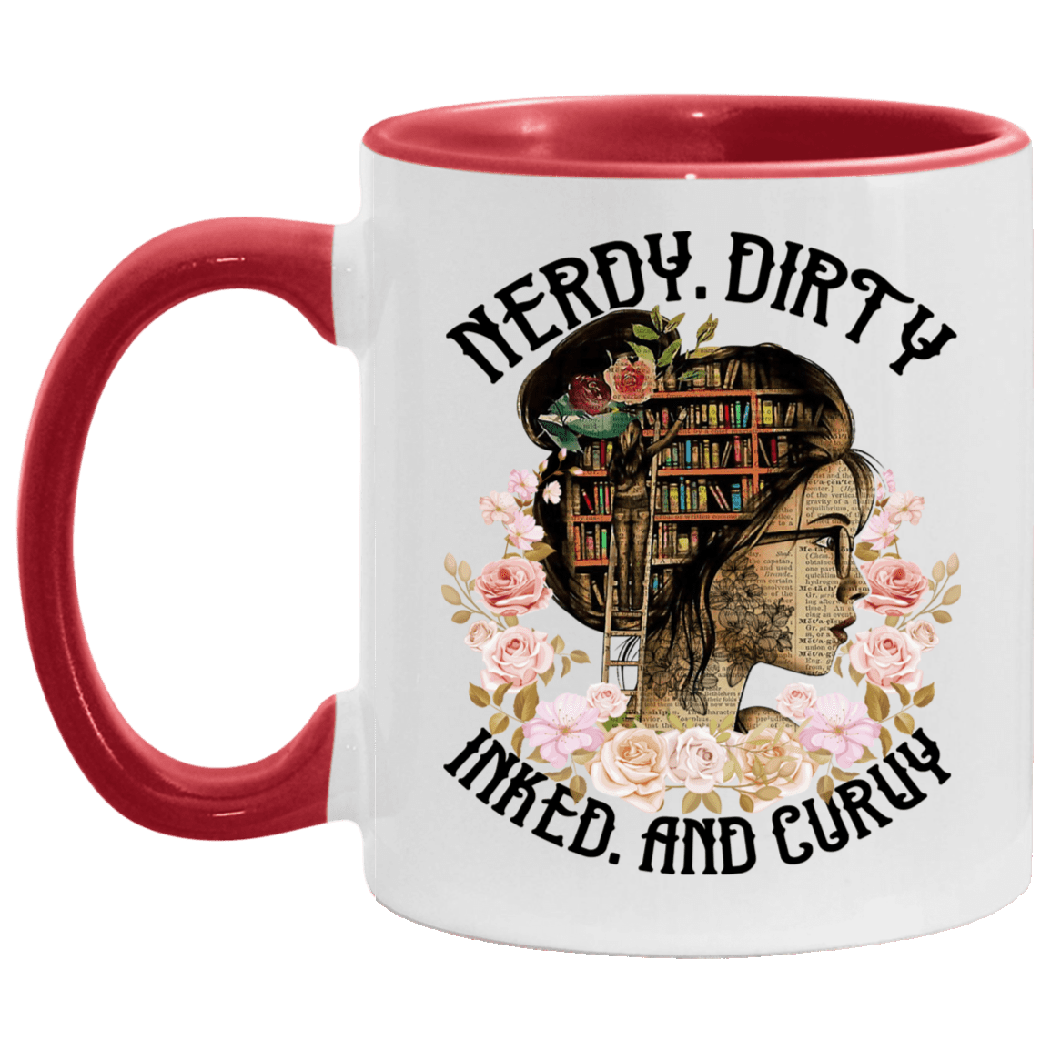 Nerdy Dirty Inked and Curvy Accent Mug, White/Red, 11 oz. Accent Mug