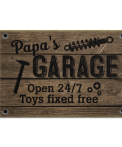 Papa's Garage Open 24 7 Toys Fixed Free - Funny Papa Gift Framed Canvas - Unframed Poster - Home Decor Wall Art, White, 0.75'' Framed Canvas