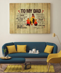 To My Dad It's Not Easy To Raise A Child From Son Dirt Bike Canvas Poster - Father's Day Dirt Bike Wall Art Mockup