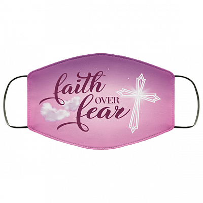 Faith Over Fear Washable Reusable Custom – Printed Cloth Face Mask Cover, White, Cloth Face Mask