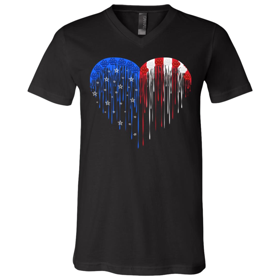 Dog Paws Heart American Flag T-Shirt - V-Neck - Dog Lover Shirt, Black, V-Neck T-Shirt Dog Paws Heart American Flag T-Shirt - V-Neck - Dog Lover Shirt, Black, V-Neck T-Shirt