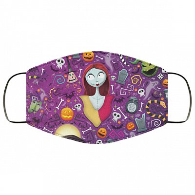 Sally Skellington Face Mask - Nightmare Before Christmas Washable Reusable Custom – Printed Cloth Face Mask Cover, White, Cloth Face Cover