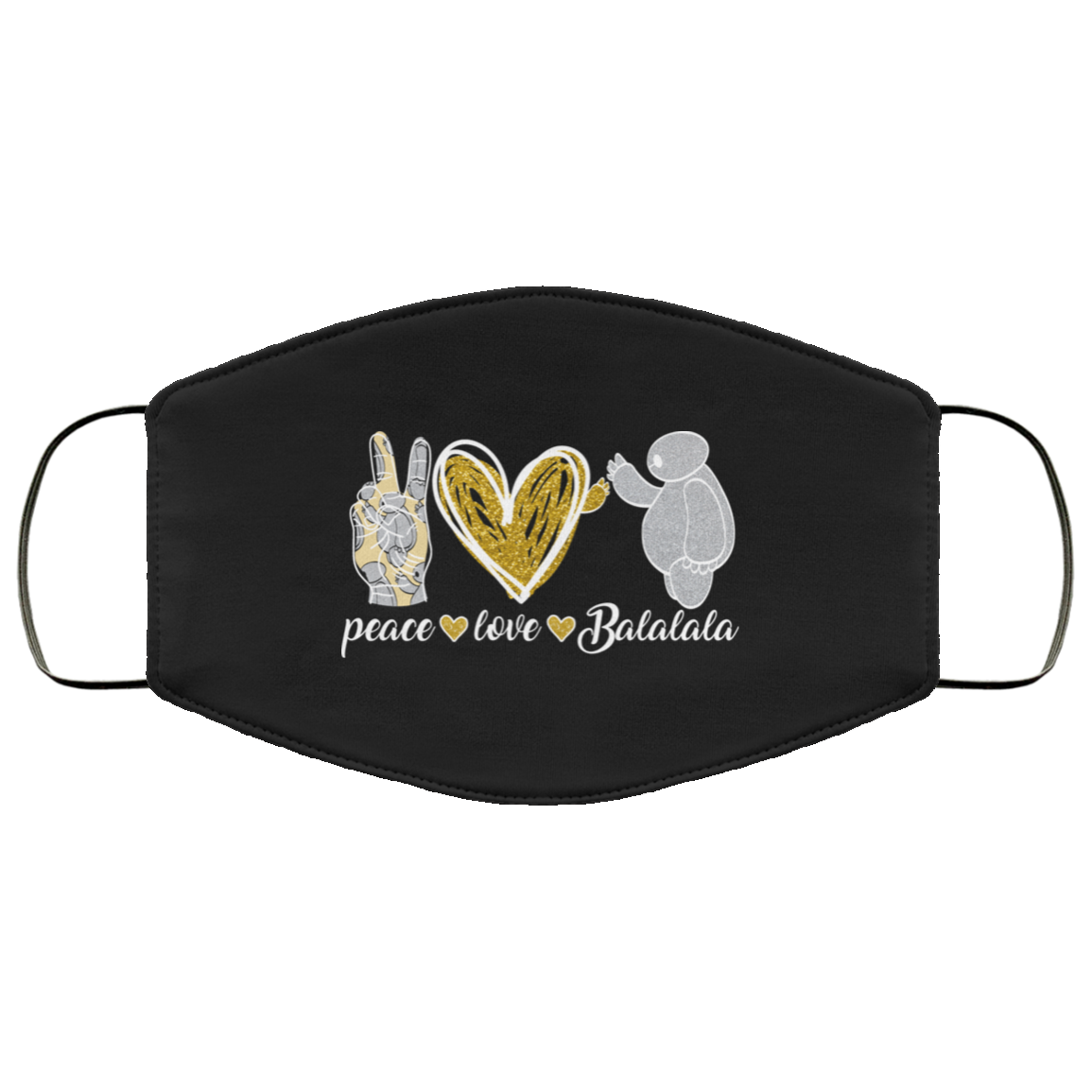 Peace Love Balalala Washable Reusable Custom Printed Cloth Face Mask Cover, Black, Cloth Face Cover