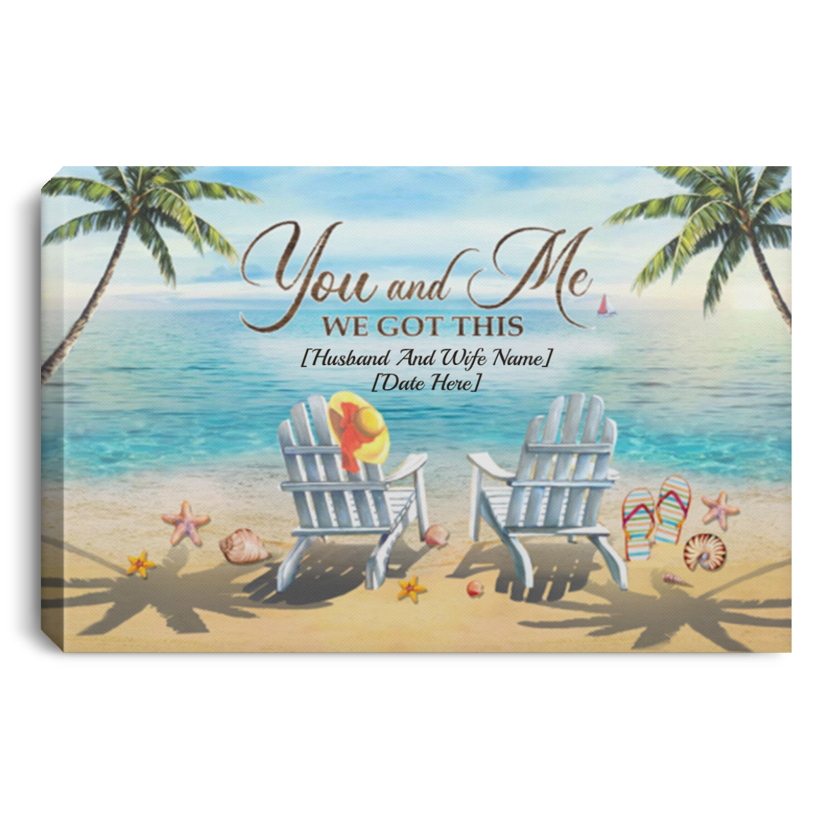 Personalized You And Me We Got This Beach Ocean Gallery Wrapped Framed Canvas Prints - Unframed Poster, White, 0.75'' Framed Canvas