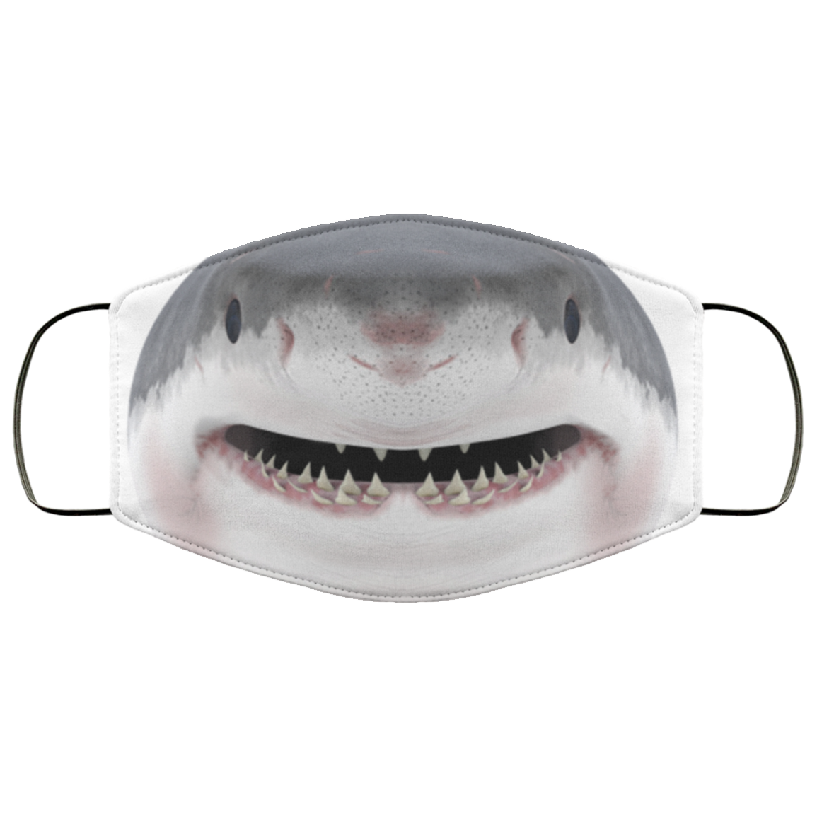 Smiling Shark Washable Reusable Custom – Printed Cloth Face Mask Cover, White, Cloth Face Cover