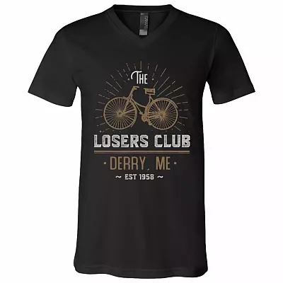 The Loser Club Derry Maine Est 1958 T-Shirt - V Neck, Black, V-Neck T-Shirt