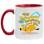 Never Underestimate The Importance Of a Good Poop Dog Accent Coffee Mug, White/Red, 11 oz. Accent Mug