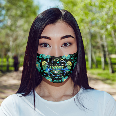 Alternative view of My Son Is My Guardian Angel He Watches Over My Back Washable Reusable Custom - Printed Cloth Face Mask Cover