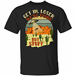 Get In Closer We're Doing Butt Stuff Meme Vintage Retro T-Shirt - Funny UFO Alien Spaceship Saying Tee Shirt, Black, Unisex T-Shirt