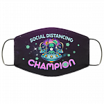 Alien Head Face on UFO Saying Social Distance Champion Washable Reusable Custom – Printed Cloth Face Mask Cover, White, Cloth Face Mask