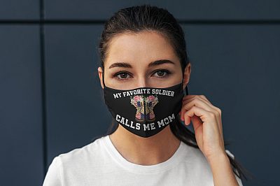 Alternative view of My Favorite Soldier Calls Me Mom Washable Reusable Custom - Printed Cloth Face Mask Cover