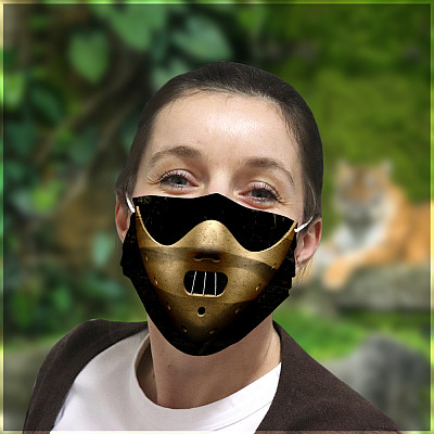 Alternative view of Hannibal Lecter Face Mask - Halloween Funny Face Mask - Washable Reusable Custom – Printed Cloth Face Mask Cover
