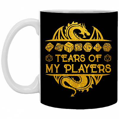 Tears Of My Players Ceramic Coffee Mug - Beer Stein - Funny Dnd Gifts, Black, 11 oz. White Mug