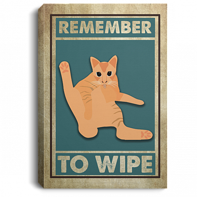 Remember To Wipe Framed Canvas - Unframed Poster - Funny Bathroom Decor, White, 0.75'' Framed Canvas
