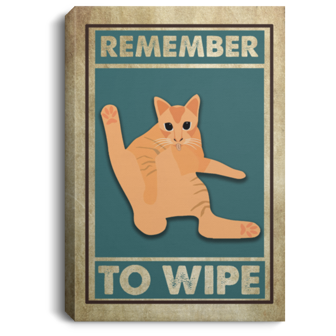 Remember To Wipe Framed Canvas - Unframed Poster - Funny Bathroom Decor, White, 0.75'' Framed Canvas