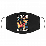 Vintage Mia Wallace Uma Thurman I Said Goddamn Washable Reusable Custom – Printed Cloth Face Mask Cover, Black, Cloth Face Mask