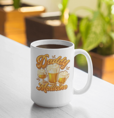 Alternative view of Daddy's Medicine Ceramic Coffee Mug - Beer Stein - Water Bottle - Color Changing Mug
