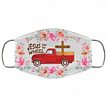Jesus Take The Wheel Face Mask - Jesus Washable Reusable Custom – Printed Cloth Face Mask Cover, White, Cloth Face Cover